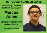 Marcus as Four County student of the month