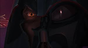 A picture of Darth Vader with a cracked helmet from the Rebels series