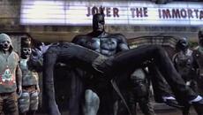 Arkham City Batman carrying Jokers corpse