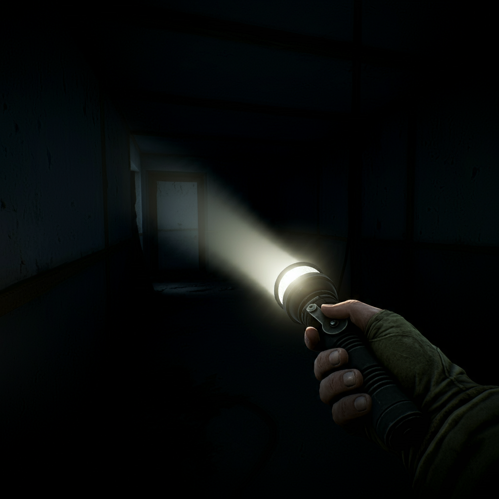 Shows the Character holding a Crank flashlight