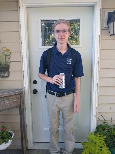 Cory Mavis on first day of school